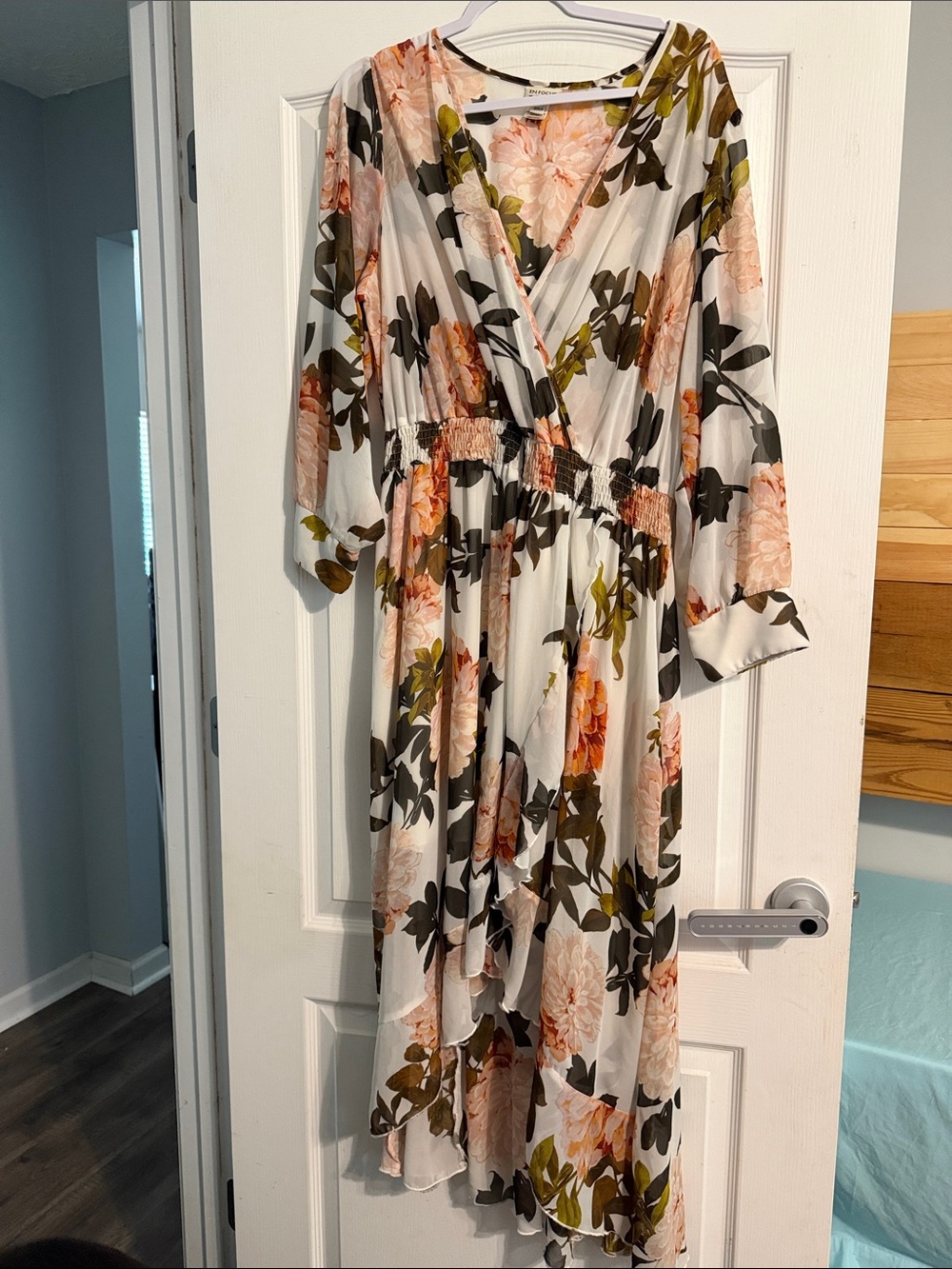 Enfocus Studio Cream Maxi Dress with Pink Floral Print